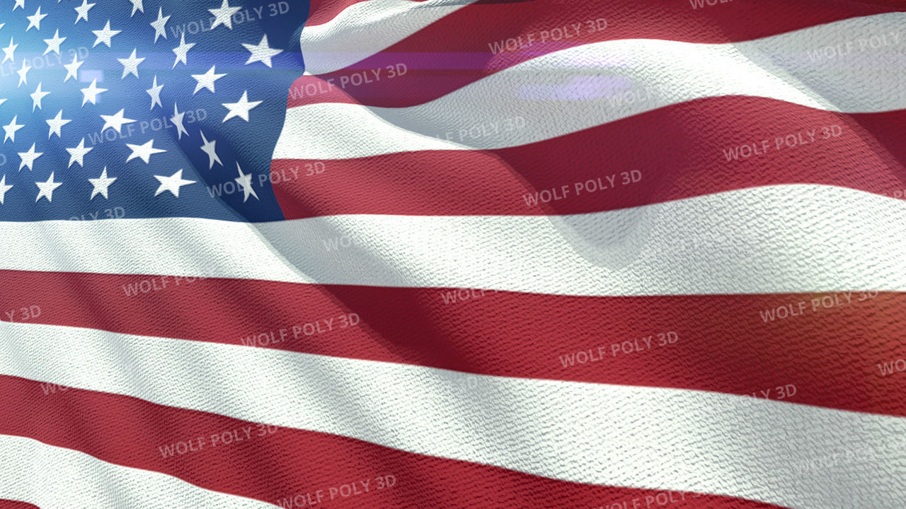 USA - Election Day Set Flag Map and Vote Box 3D model_5