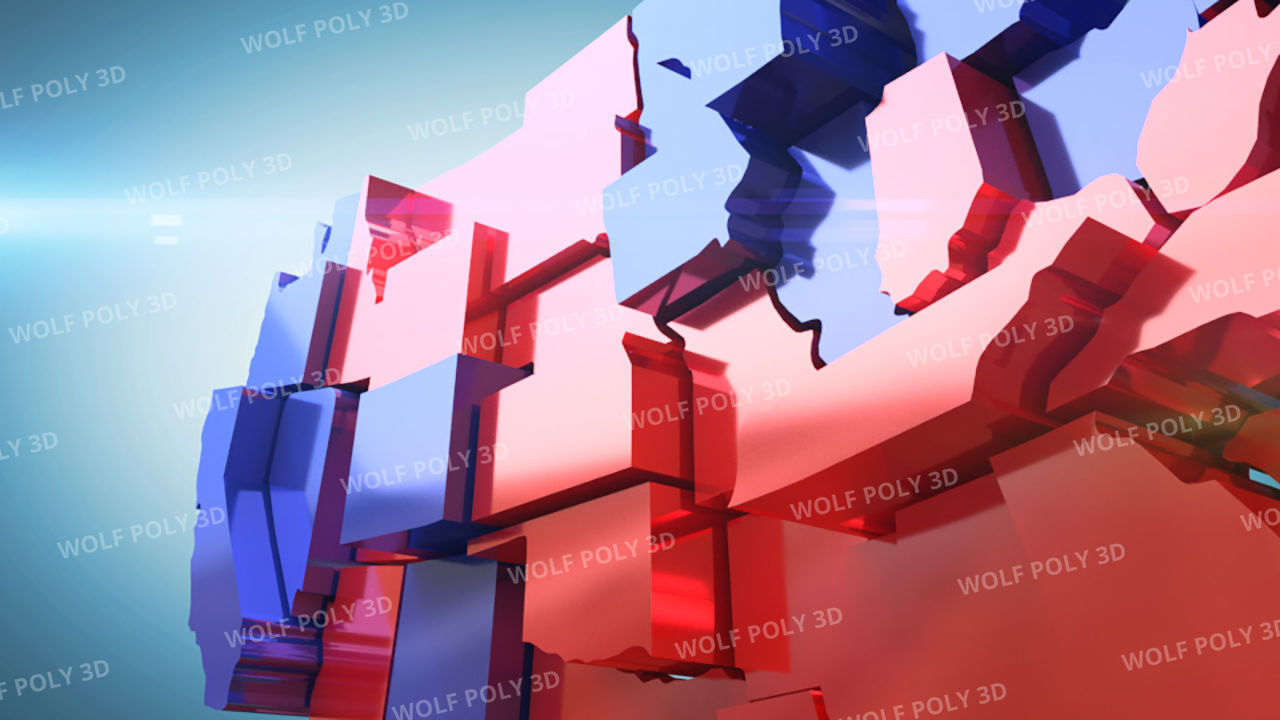 USA - Election Day Set Flag Map and Vote Box 3D model_18
