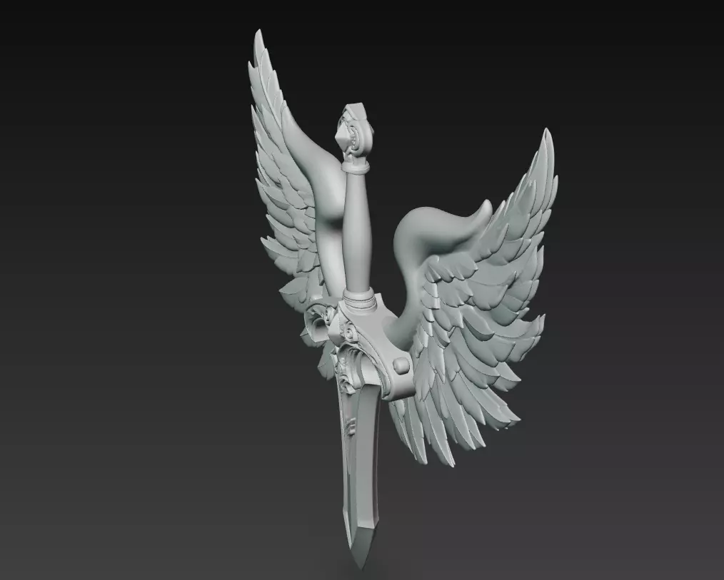 Holy Ascension Blade - Celestial Angelic Sword Sculpture 3D print model_7