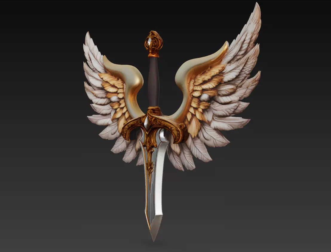 Holy Ascension Blade - Celestial Angelic Sword Sculpture 3D print model_1