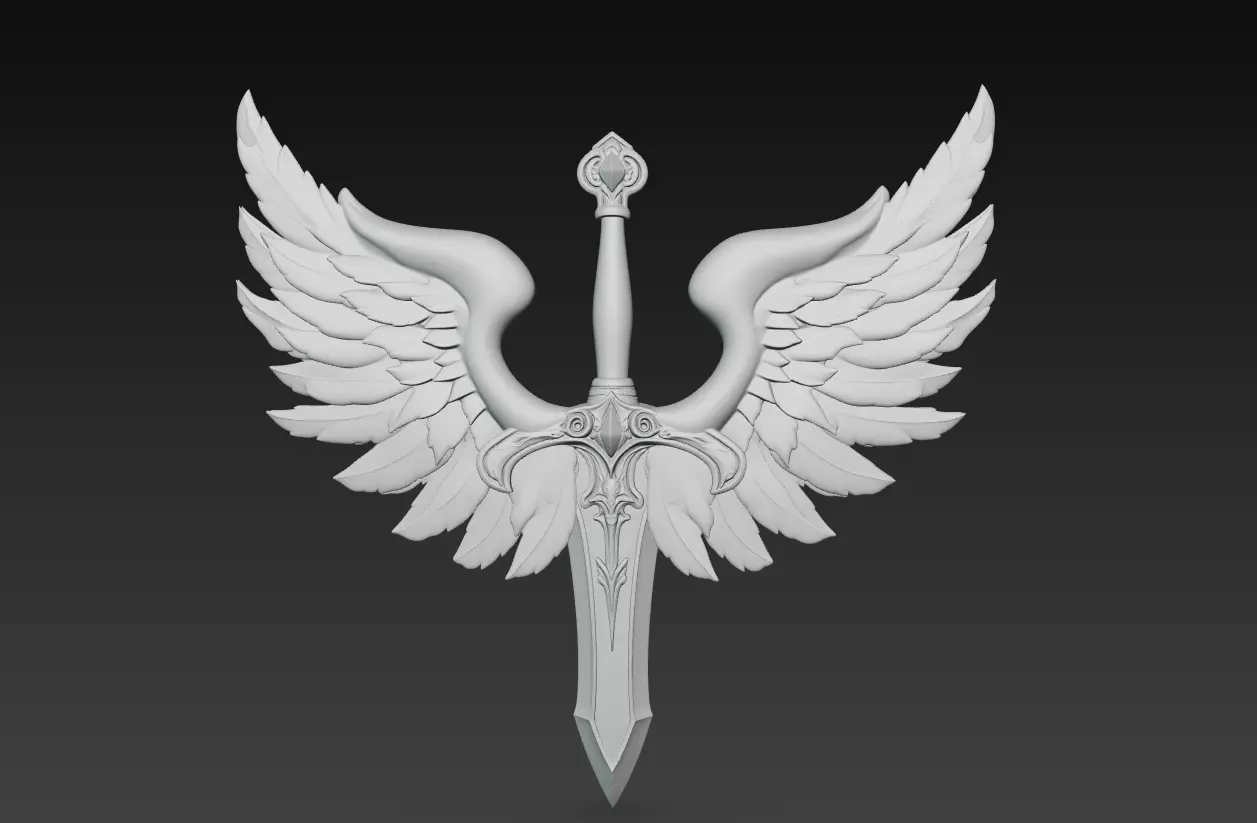 Holy Ascension Blade - Celestial Angelic Sword Sculpture 3D print model_9