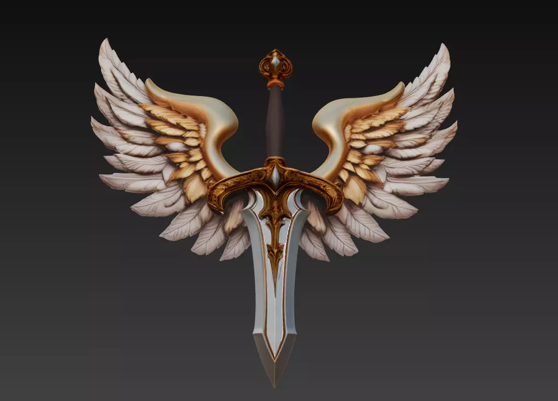 Holy Ascension Blade - Celestial Angelic Sword Sculpture 3D print model_0