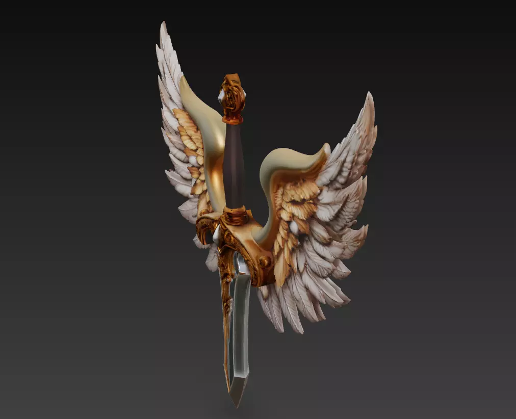 Holy Ascension Blade - Celestial Angelic Sword Sculpture 3D print model_4