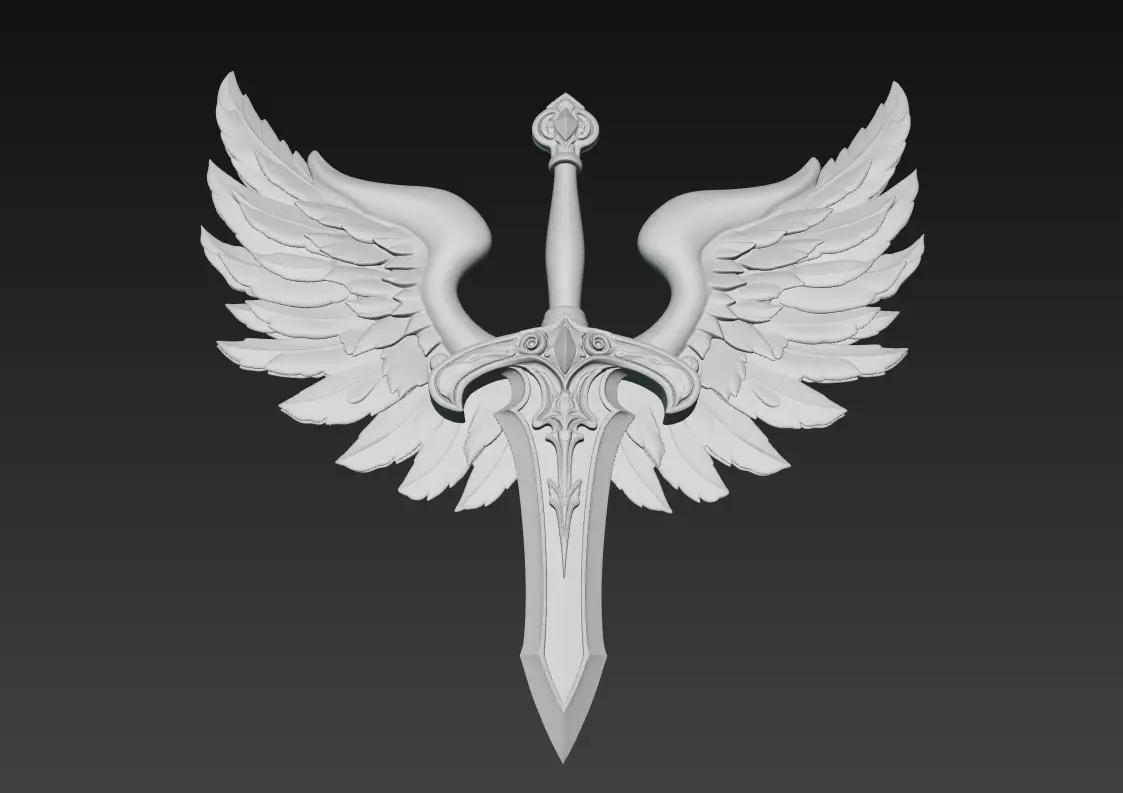 Holy Ascension Blade - Celestial Angelic Sword Sculpture 3D print model_6