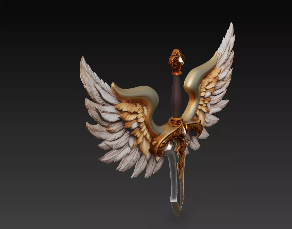Holy Ascension Blade - Celestial Angelic Sword Sculpture 3D print model_3