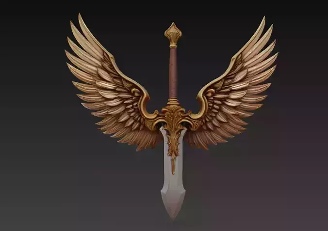 Guardian Wing Blade - Divine Angelic Sword Sculpture