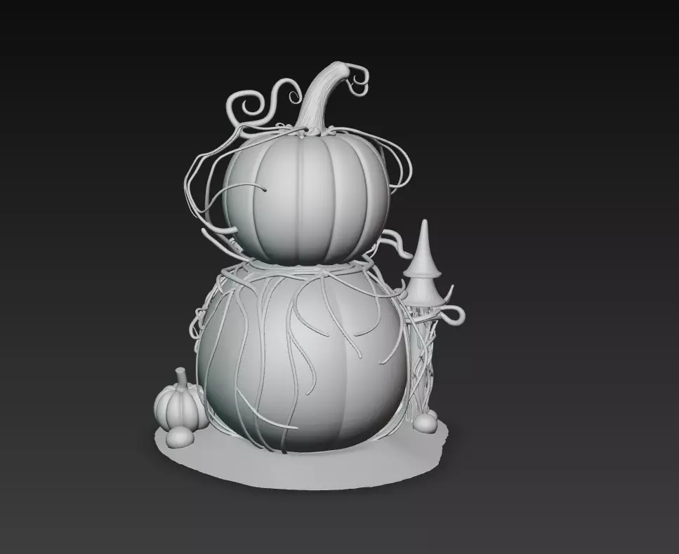 Pumpkin Lantern House - Stylized Halloween Sculpture 3D print model_10
