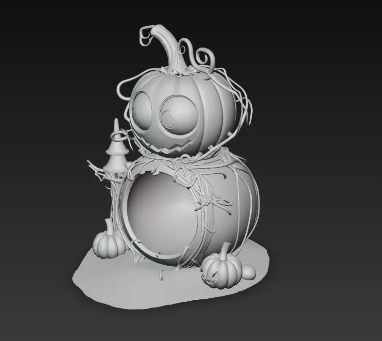 Pumpkin Lantern House - Stylized Halloween Sculpture 3D print model_7