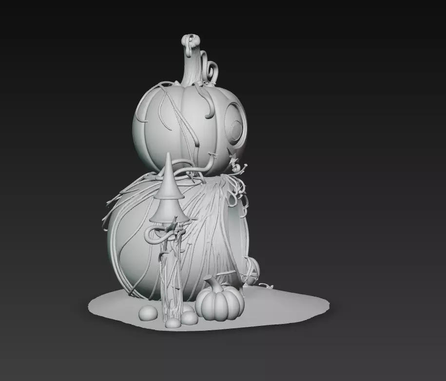 Pumpkin Lantern House - Stylized Halloween Sculpture 3D print model_9