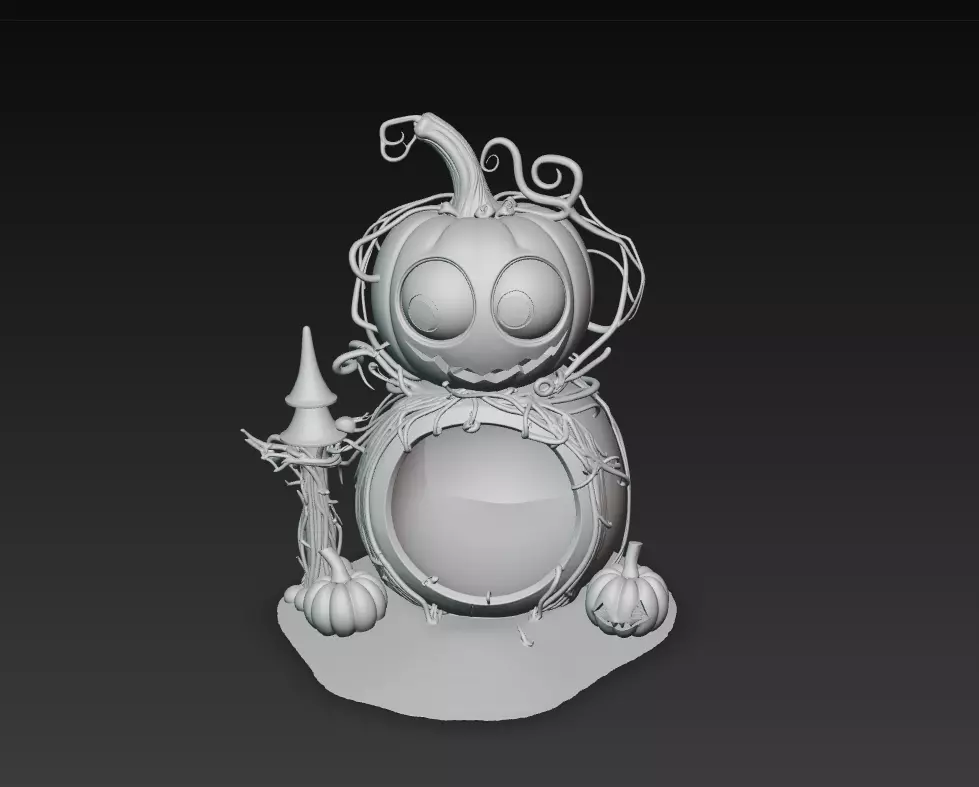 Pumpkin Lantern House - Stylized Halloween Sculpture 3D print model_6