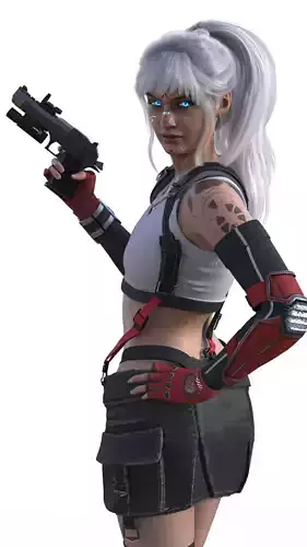 Claire Redfield Futuristic Cyborg Warrior with Edge