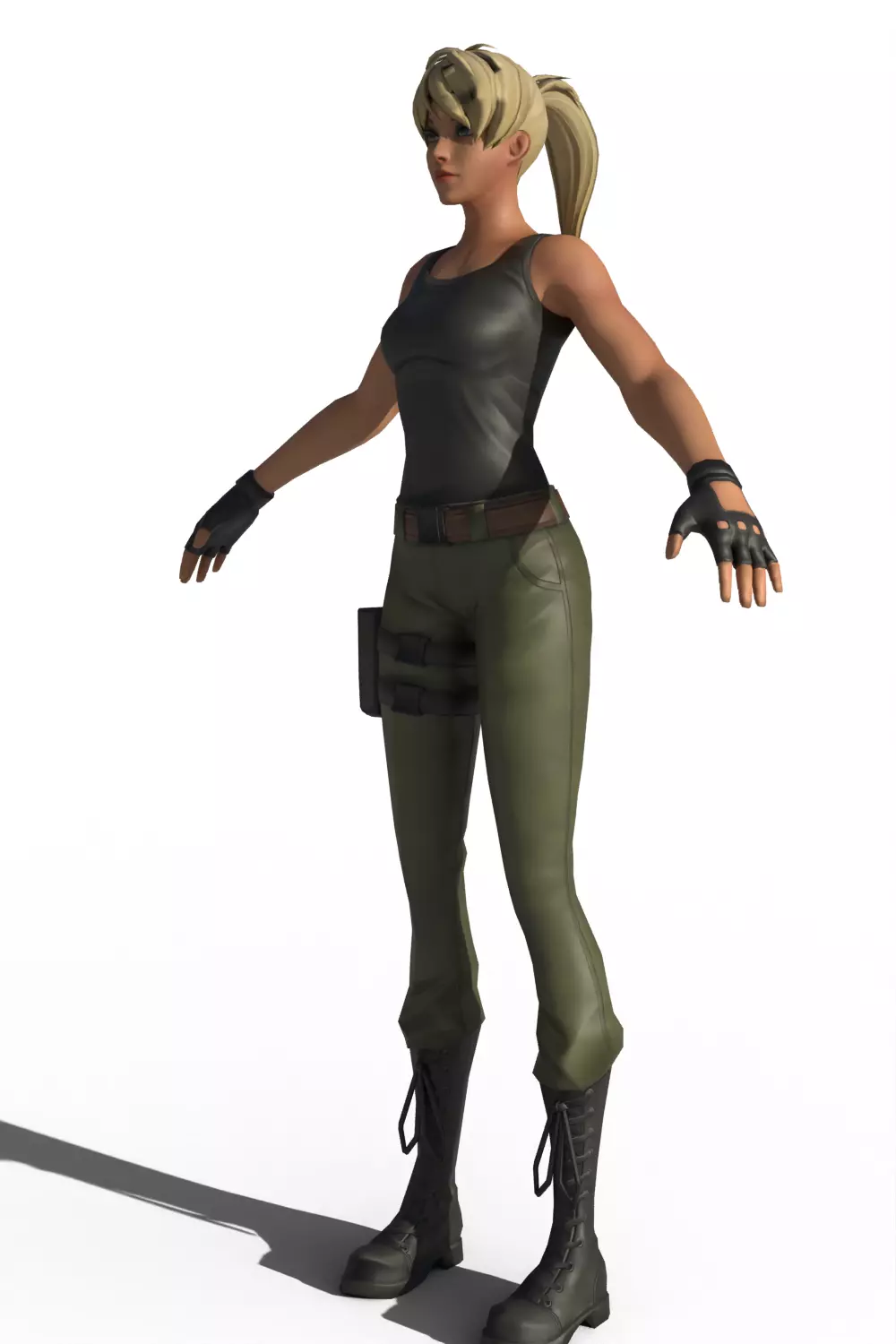 Stylized Cartoon Female Soldier 3D model_4