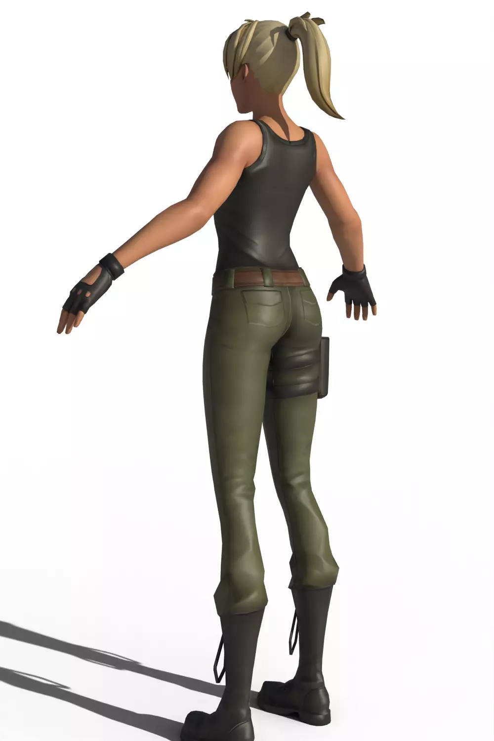 Stylized Cartoon Female Soldier 3D model_6