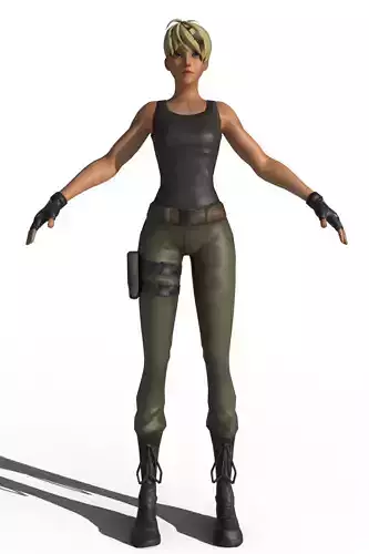 Stylized Cartoon Female Soldier 3D model Stylized Cartoon Female Soldier 3D model