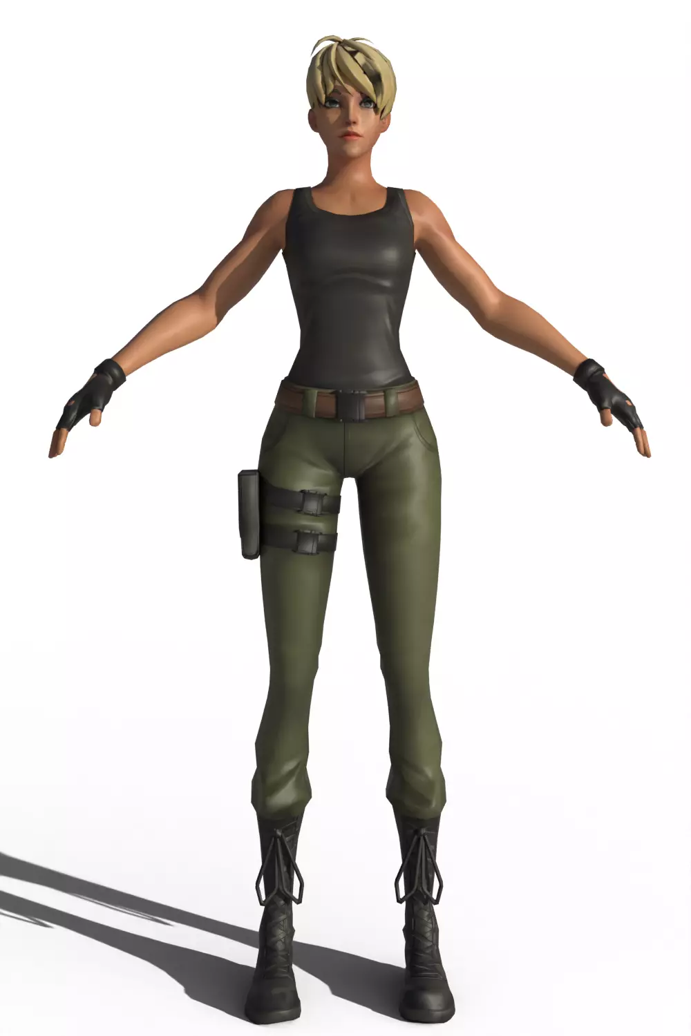 Stylized Cartoon Female Soldier 3D model_0