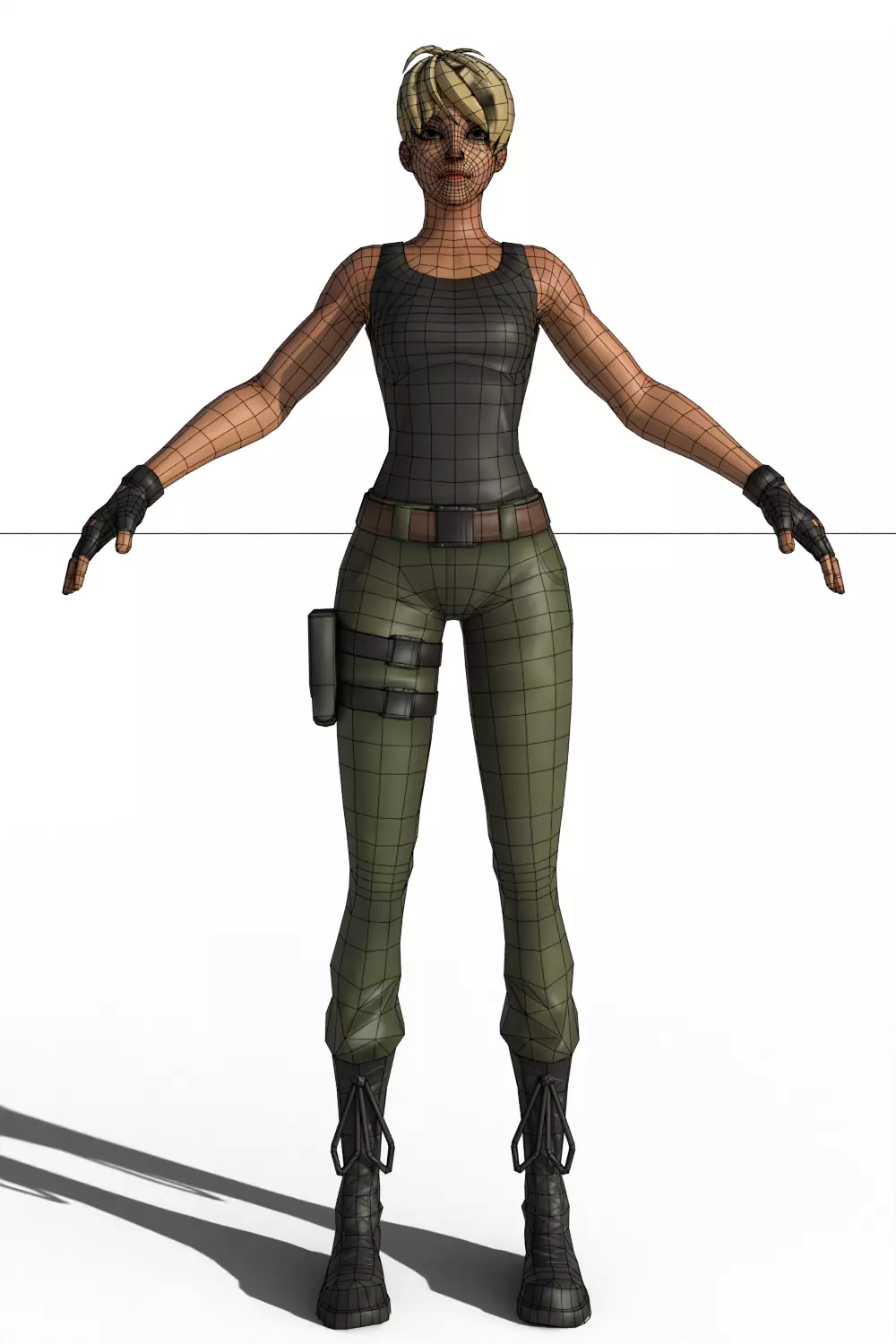Stylized Cartoon Female Soldier 3D model_2