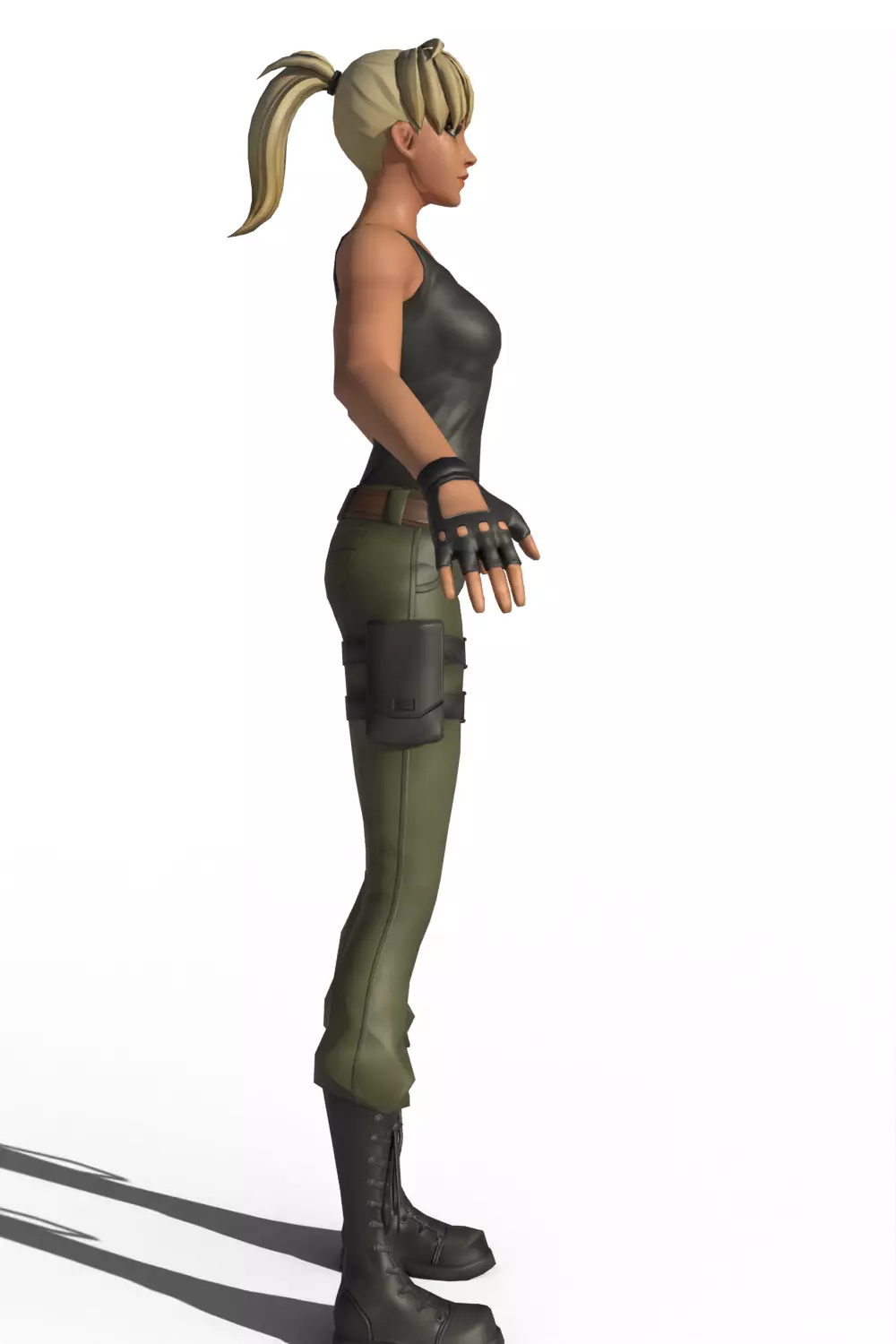 Stylized Cartoon Female Soldier 3D model_9