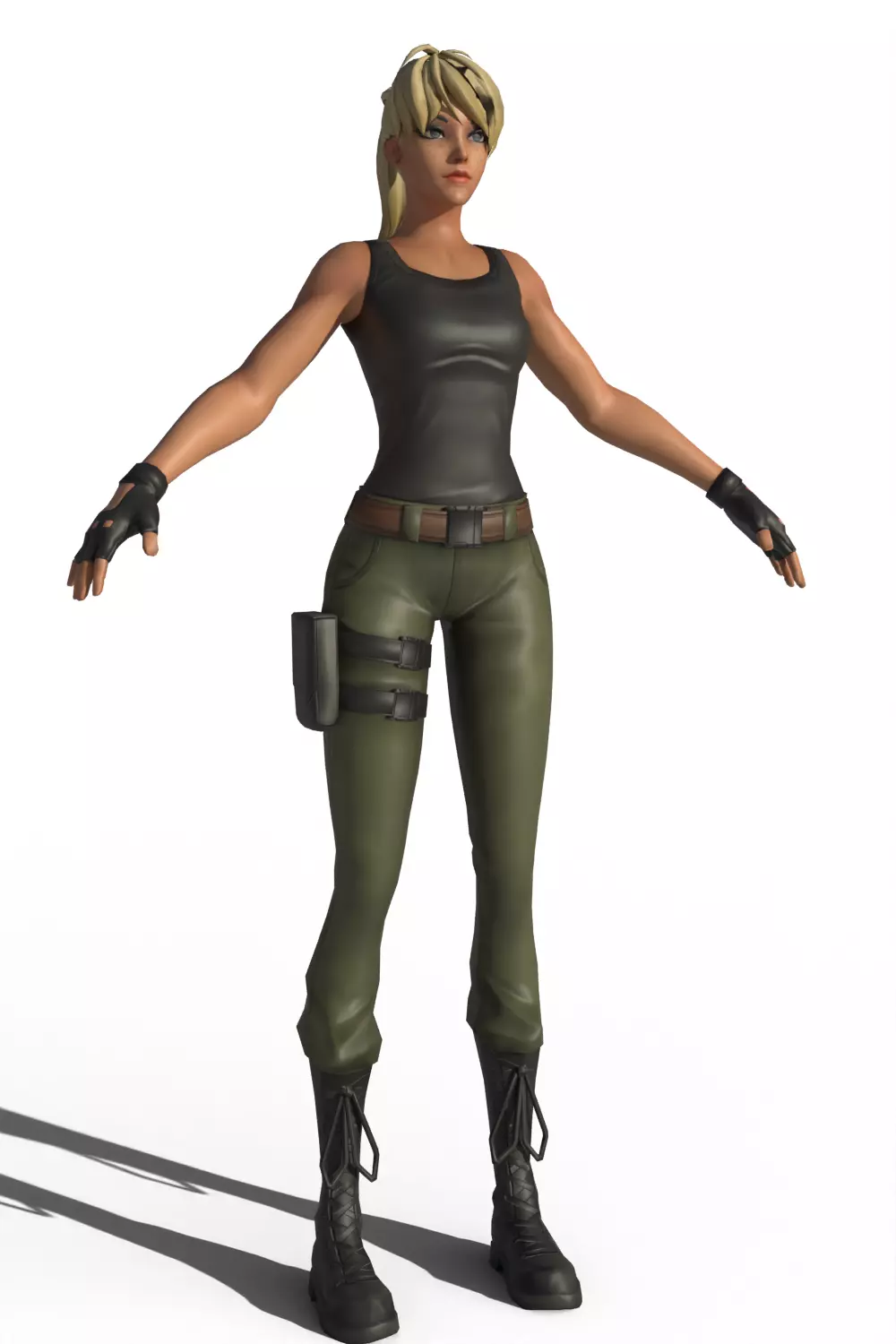 Stylized Cartoon Female Soldier 3D model_11