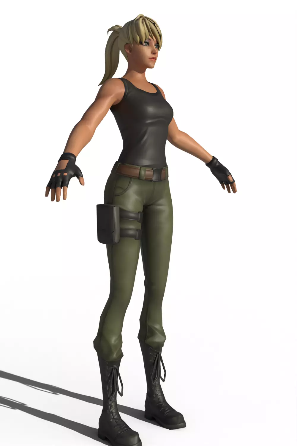 Stylized Cartoon Female Soldier 3D model_10