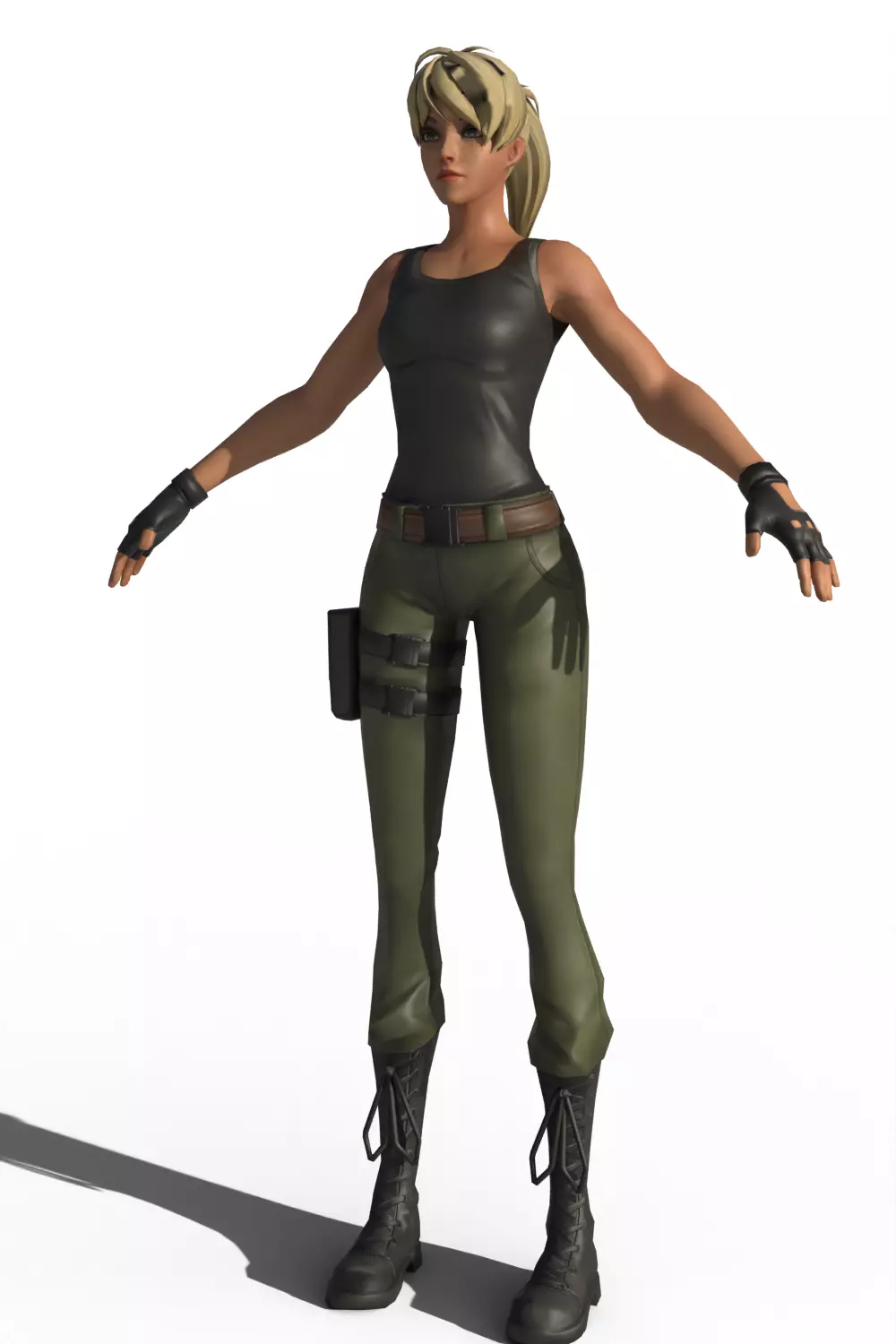 Stylized Cartoon Female Soldier 3D model_3