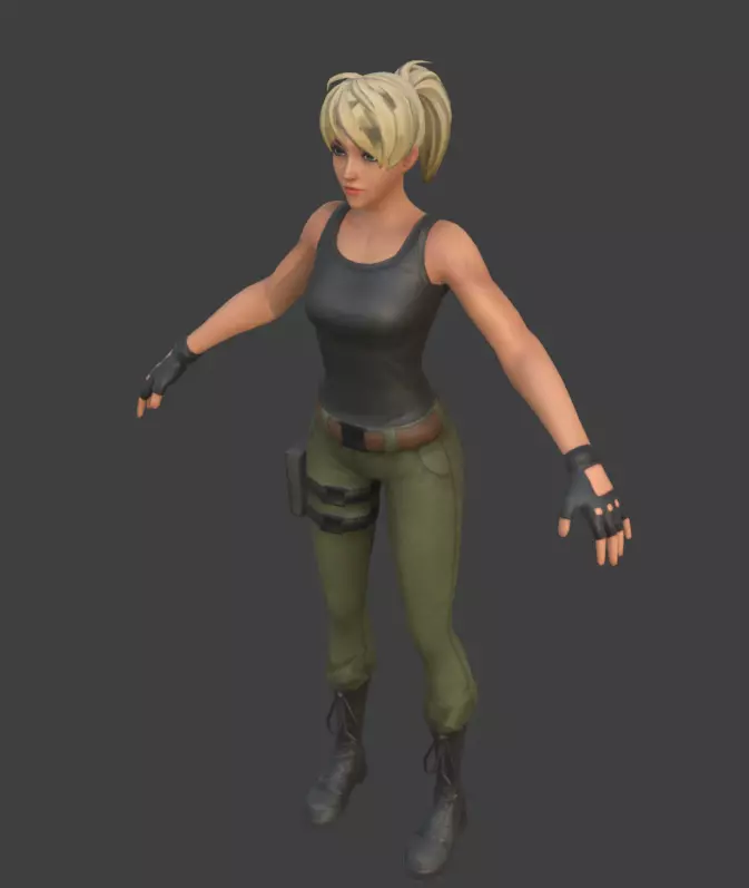 Stylized Cartoon Female Soldier 3D model_14