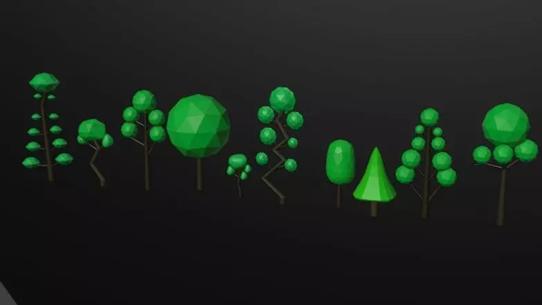 10 Low Poly Trees Pack Game  Models blend obj fbx No Textures Low-poly 3D model_0