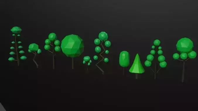 10 Low Poly Trees Pack Game  Models blend obj fbx No Textures