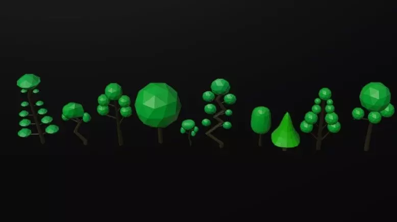 10 Low Poly Trees Pack Game  Models blend obj fbx No Textures Low-poly 3D model_3