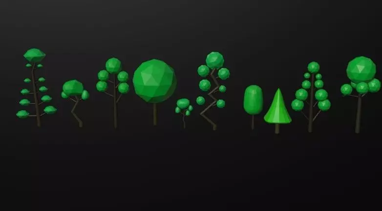 10 Low Poly Trees Pack Game  Models blend obj fbx No Textures Low-poly 3D model_1