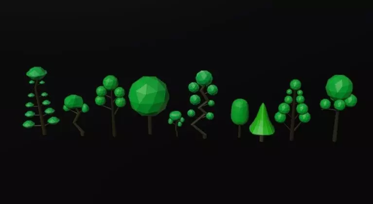 10 Low Poly Trees Pack Game  Models blend obj fbx No Textures Low-poly 3D model_2