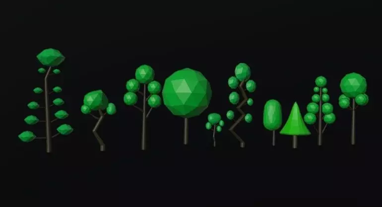 10 Low Poly Trees Pack Game  Models blend obj fbx No Textures Low-poly 3D model_4