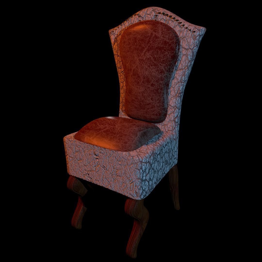 High-Back Chair Free low-poly 3D model_5