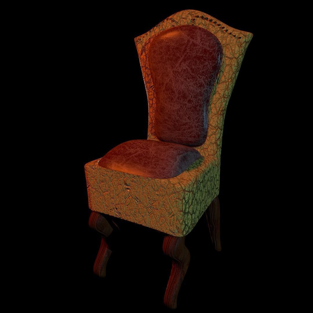 High-Back Chair Free low-poly 3D model_1