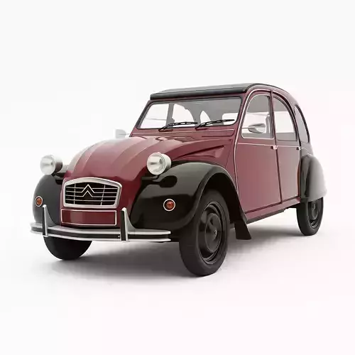 Classic Citroen 2CV Low-poly 3D model 6