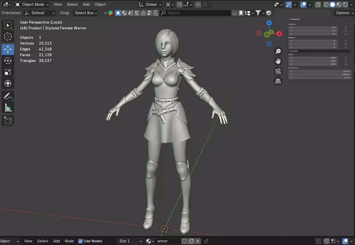 Stylized Female Warrior 3D model_12