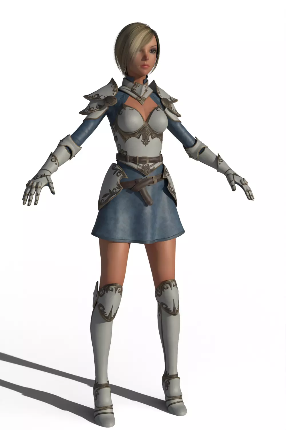 Stylized Female Warrior 3D model_10