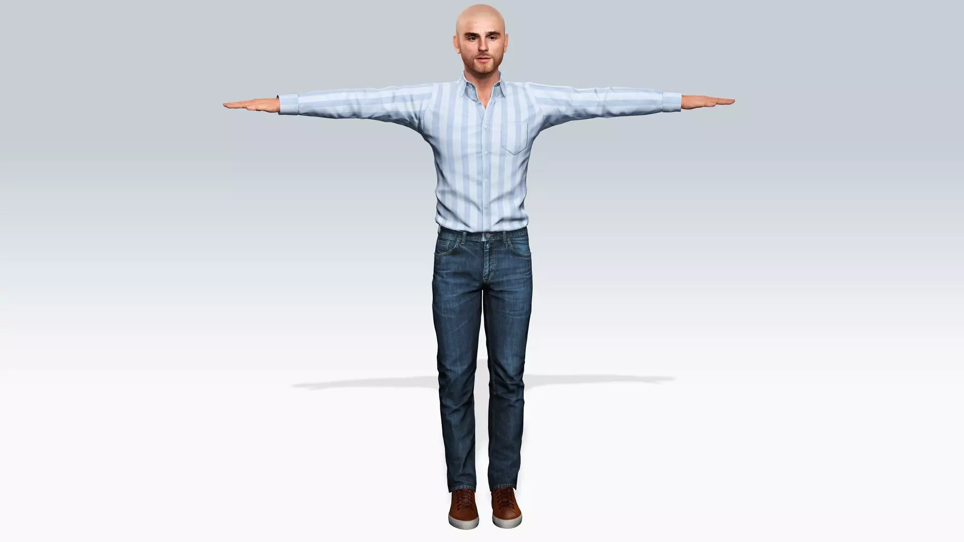Realistic Male 3D Character in Casual Outfit Low-poly 3D model_0
