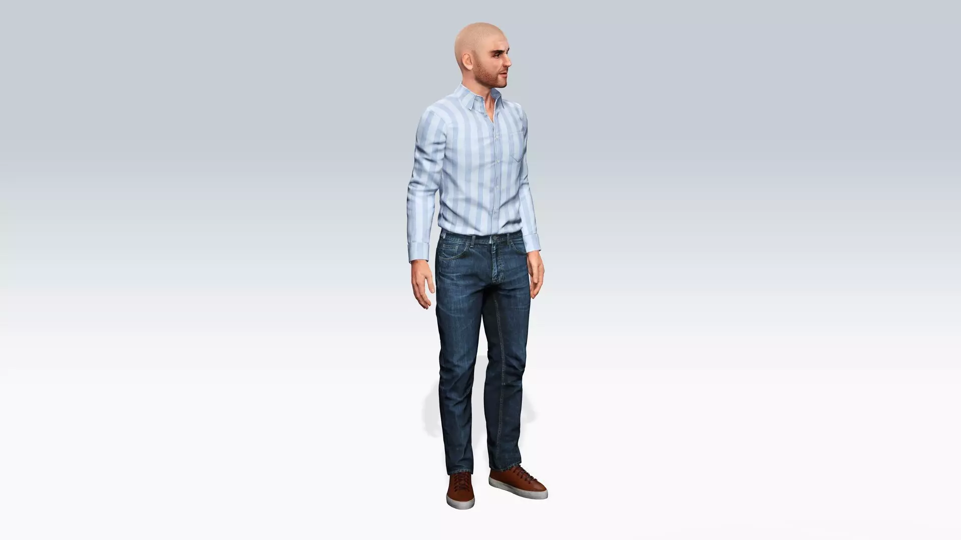 Realistic Male 3D Character in Casual Outfit Low-poly 3D model_4