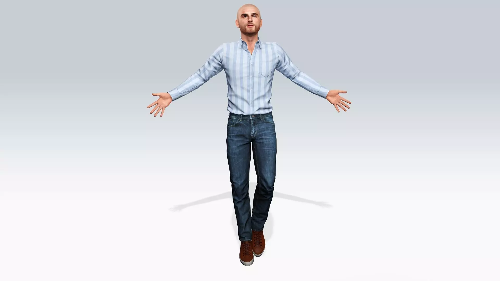 Realistic Male 3D Character in Casual Outfit Low-poly 3D model_3