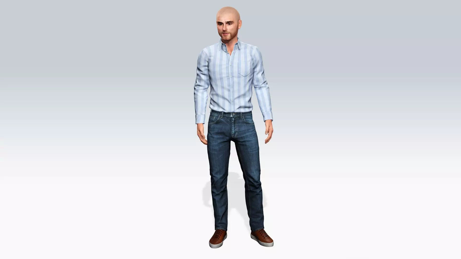 Realistic Male 3D Character in Casual Outfit Low-poly 3D model_13