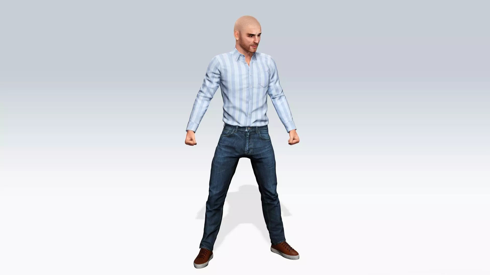 Realistic Male 3D Character in Casual Outfit Low-poly 3D model_2