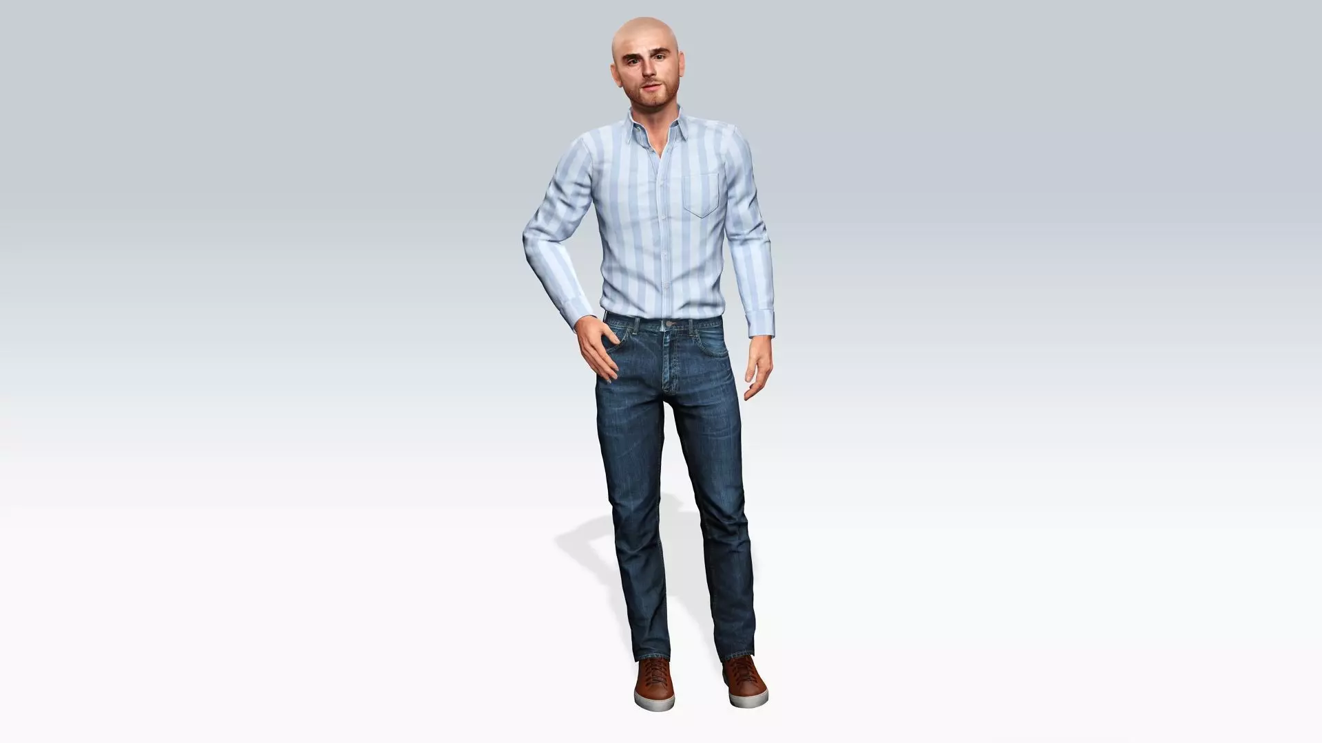 Realistic Male 3D Character in Casual Outfit Low-poly 3D model_11