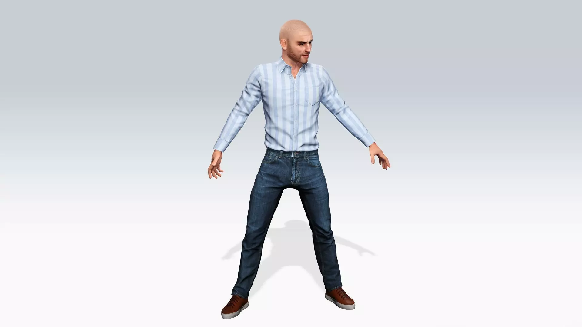 Realistic Male 3D Character in Casual Outfit Low-poly 3D model_14