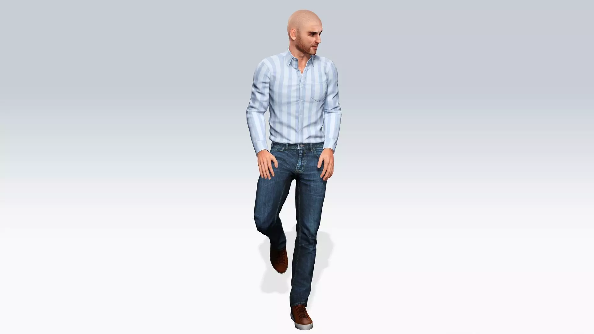 Realistic Male 3D Character in Casual Outfit Low-poly 3D model_7