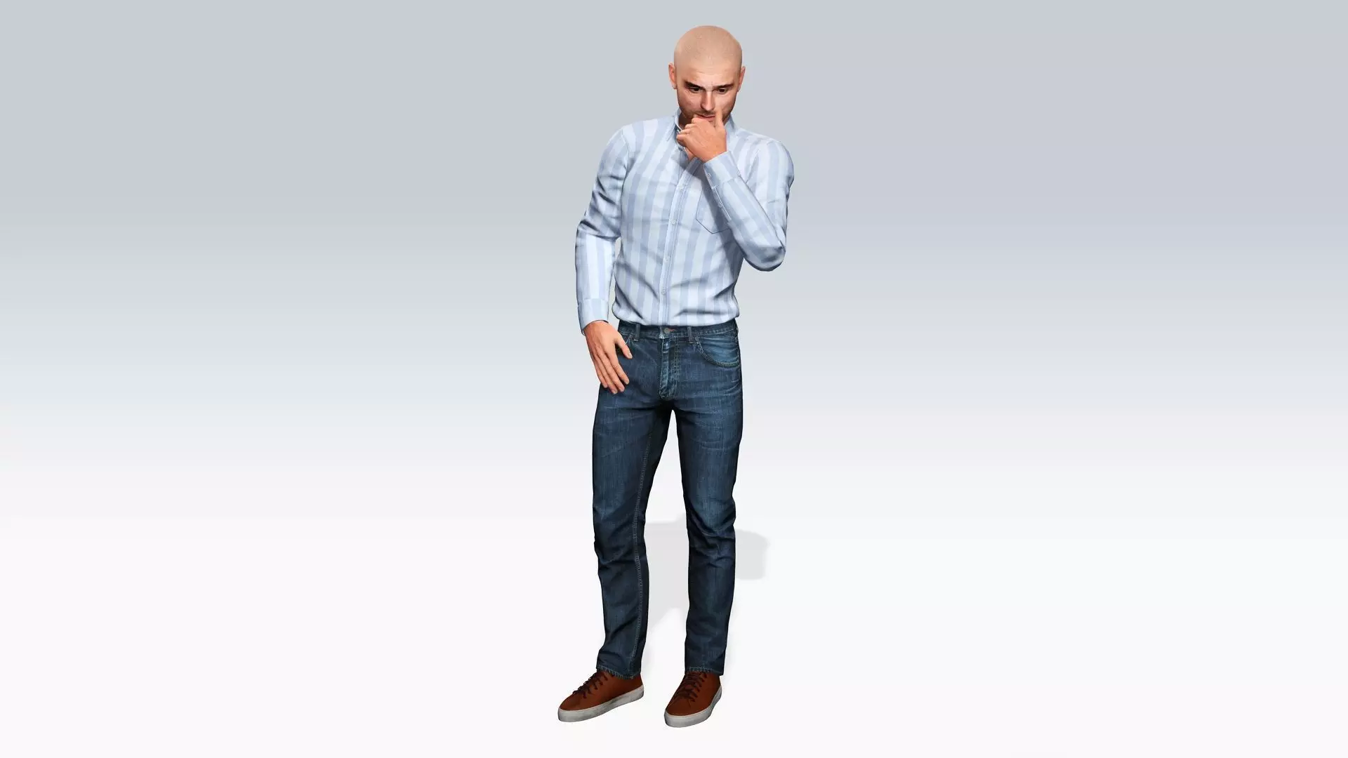 Realistic Male 3D Character in Casual Outfit Low-poly 3D model_10
