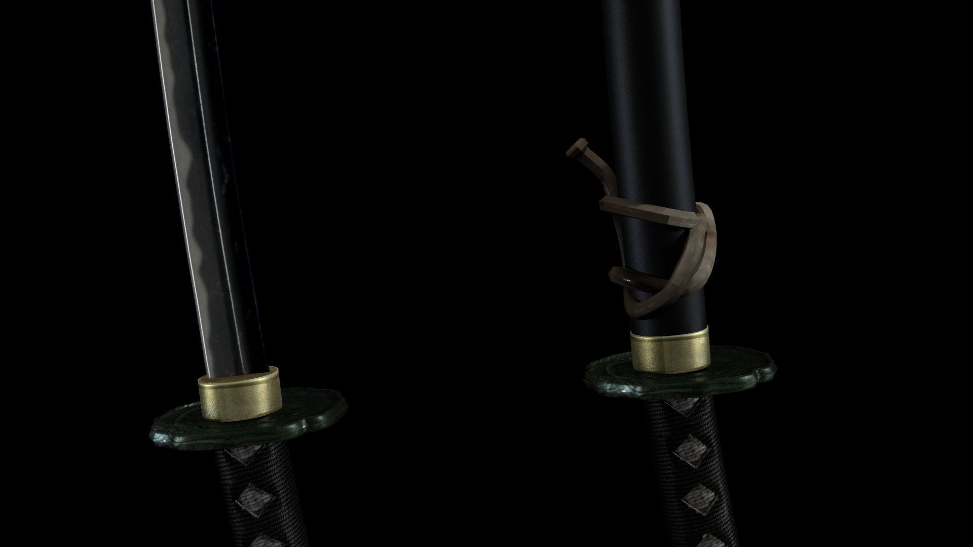 Katana samurai sword 3D model_5