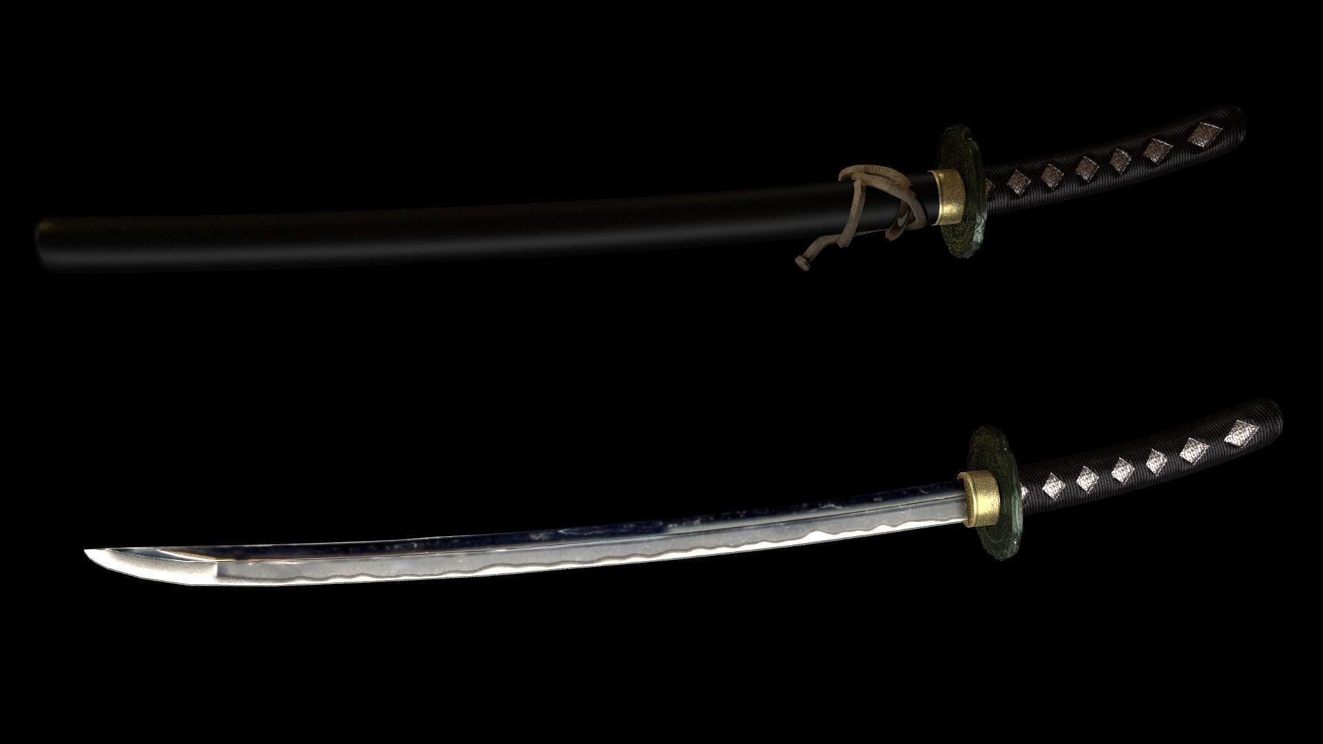 Katana samurai sword 3D model_6