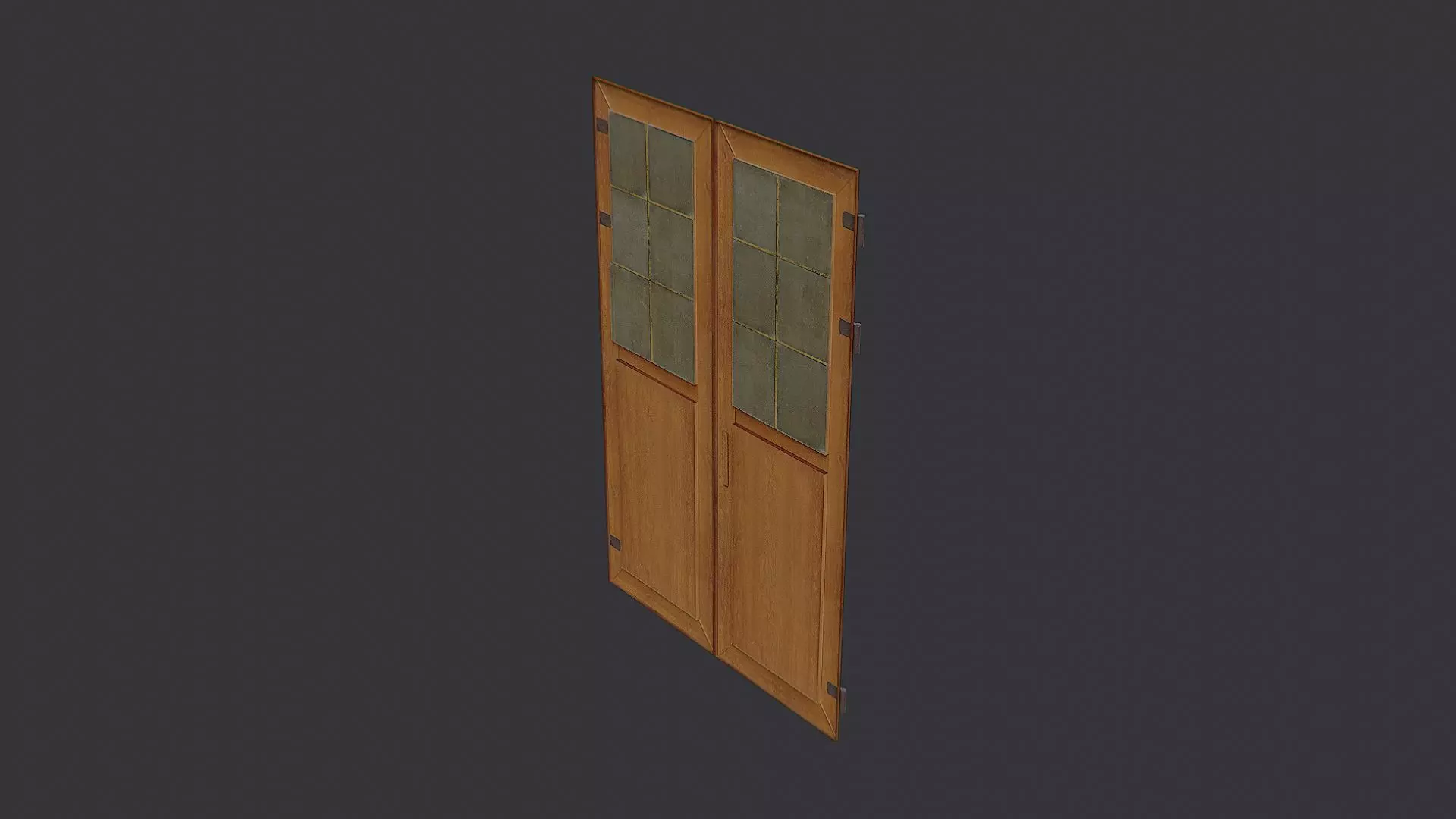 St Pete Double Wooden Door with Glass Low-poly 3D model_1