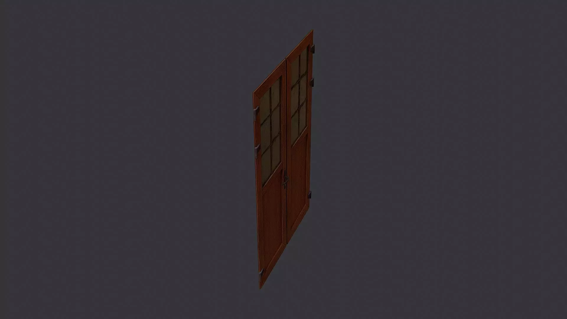 St Pete Double Wooden Door with Glass Low-poly 3D model_0