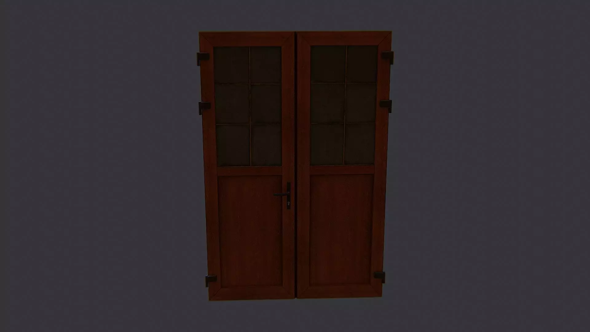 St Pete Double Wooden Door with Glass Low-poly 3D model_2